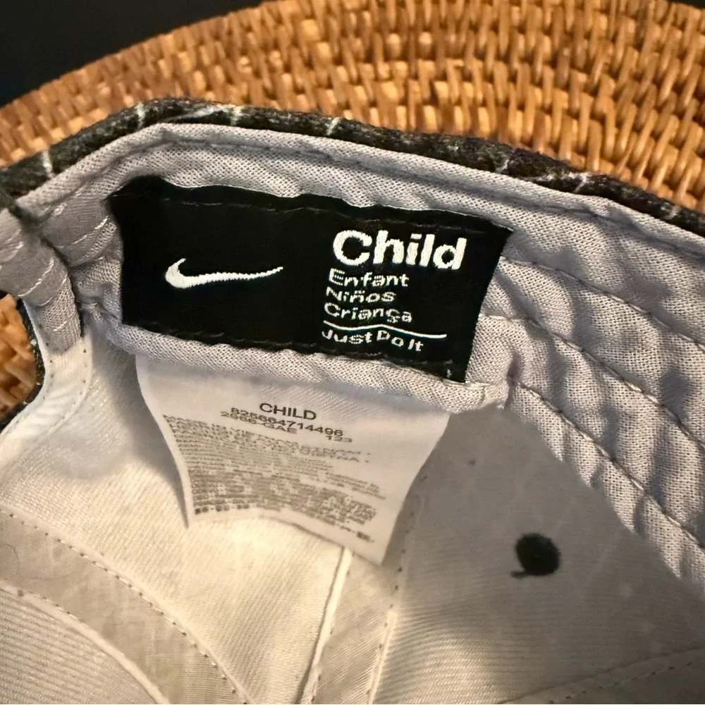 Nike Black Cap with‎ White Grid and Blue Logo